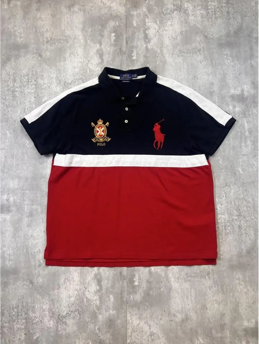 Y2K Color Block Polo Shirt Big Pony Ralph Lauren XL